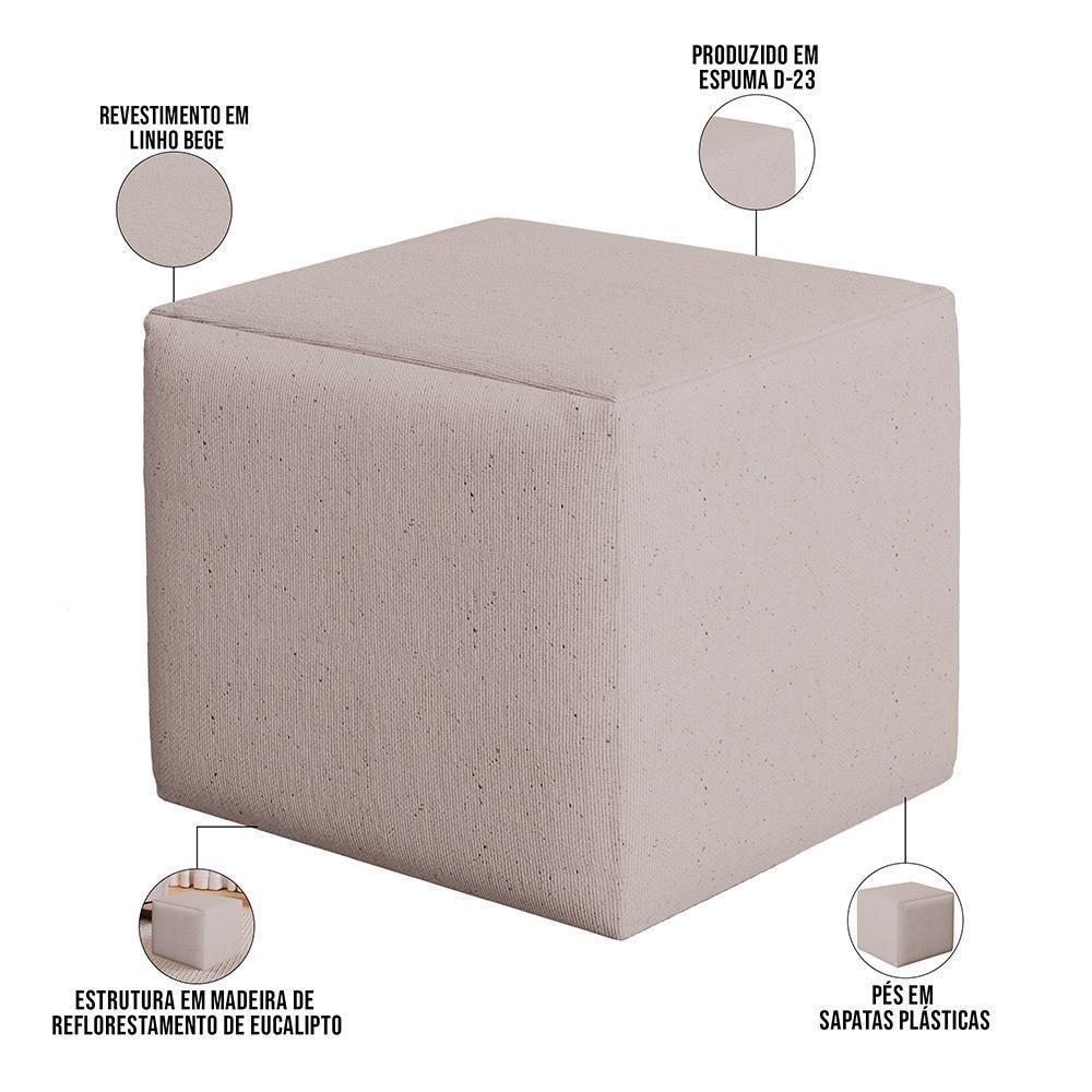 Poltrona De Amamentação Com Balanço E Puff Ravena W01 Linho Bege - Lyam Decor - 5