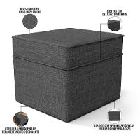 Poltrona De Amamentação Com Balanço E Puff Mavie L02 Linho Cinza Escuro - Lyam Decor - 5