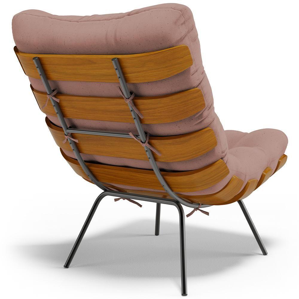 Poltrona Decorativa Sala De Estar Costela L02 Linho Rosê - Lyam Decor - 4