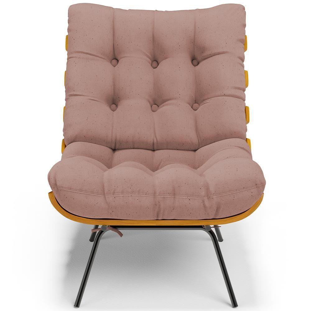 Poltrona Decorativa Sala De Estar Costela L02 Linho Rosê - Lyam Decor - 5