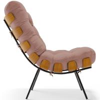 Poltrona Decorativa Sala De Estar Costela L02 Linho Rosê - Lyam Decor - 2