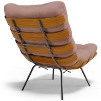 Poltrona Decorativa Sala De Estar Costela L02 Linho Rosê - Lyam Decor