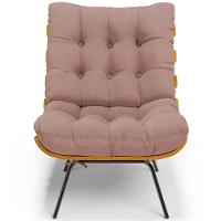 Poltrona Decorativa Sala De Estar Costela L02 Linho Rosê - Lyam Decor - 5