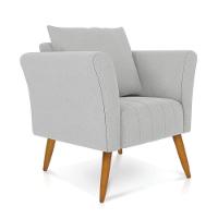 Kit 01 Namoradeira 02 Lugares E 01 Poltrona Marilia Linho Pés Palito Castanho - D'rossi Cor A05 Cinza Claro - 5