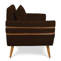 Poltrona Mari Suede Pés Palito Castanho - D'Rossi Marrom - 6