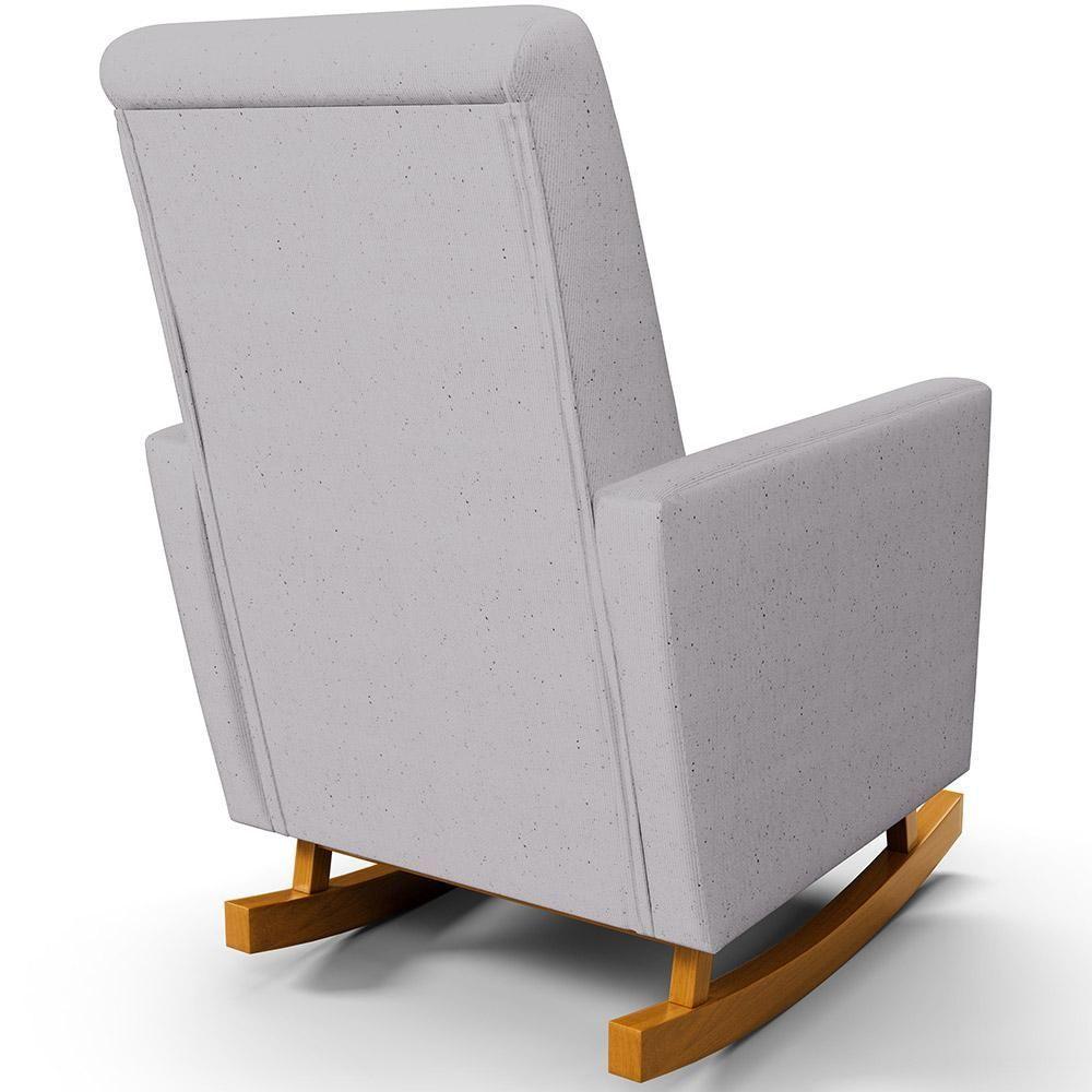 Poltrona De Amamentação Com Balanço E Puff Ravena W01 Linho Cinza - Lyam Decor - 6