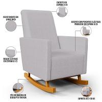 Poltrona De Amamentação Com Balanço E Puff Ravena W01 Linho Cinza - Lyam Decor - 10