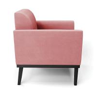 Poltrona Decorativa Pés Fixo Em Madeira Preto Suede Rose - 2