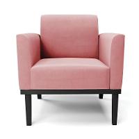 Poltrona Decorativa Pés Fixo Em Madeira Preto Suede Rose - 3