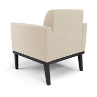 Poltrona Decorativa Pés Fixo Em Madeira Preto Suede Bege - 5