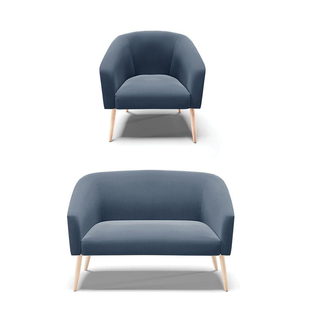 Kit 01 Namoradeira 02 Lugares E 01 Poltrona Azul Marinho - 1