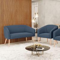 Kit 01 Namoradeira 02 Lugares E 01 Poltrona Azul Marinho - 8