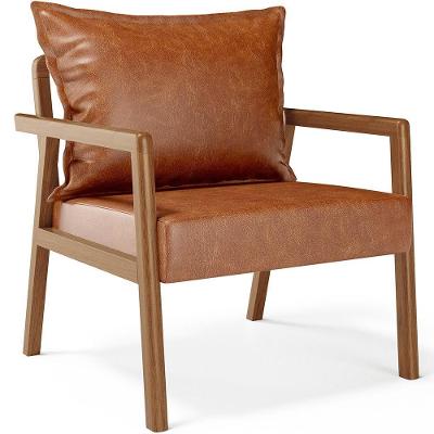 Poltrona Decorativa Alícia B04 Para Sala De Estar Couro Sintético Caramelo Lyam Decor