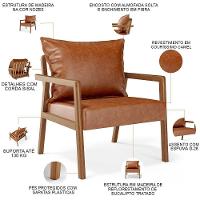 Poltrona Decorativa Para Sala De Estar E Living Alícia B04 Couríssimo Camel - 8