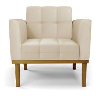 Poltrona Base De Madeira Fixa Castanho Kit 2 Elisa Corino D03 - D'rossi Cor Bege - 5