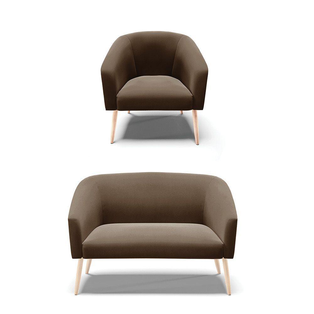 Kit 01 Namoradeira 02Lug E 01 Poltrona Stella Natural Marrom - 1