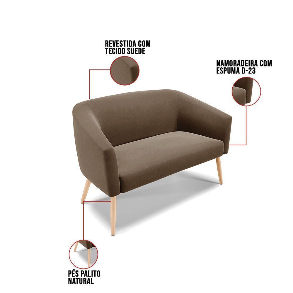 Kit 01 Namoradeira 02Lug E 01 Poltrona Stella Natural Marrom - 5