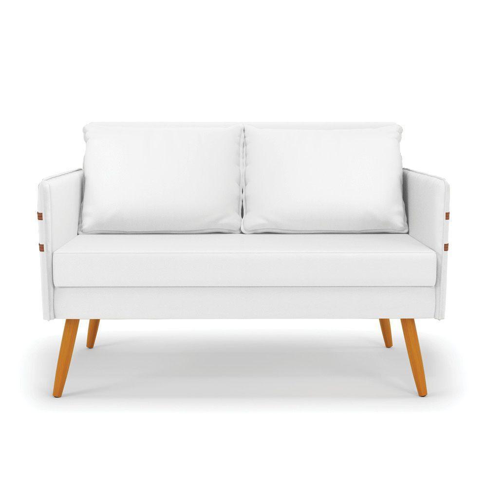 Kit 01 Namoradeira E 02 Poltronas Corino Castanho Branco - 7