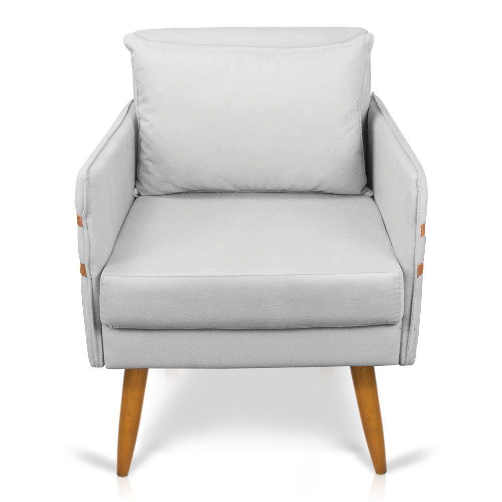 Poltrona Mari Suede Pés Palito Castanho - D'Rossi Cinza - 7