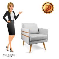 Poltrona Mari Suede Pés Palito Castanho - D'Rossi Cinza