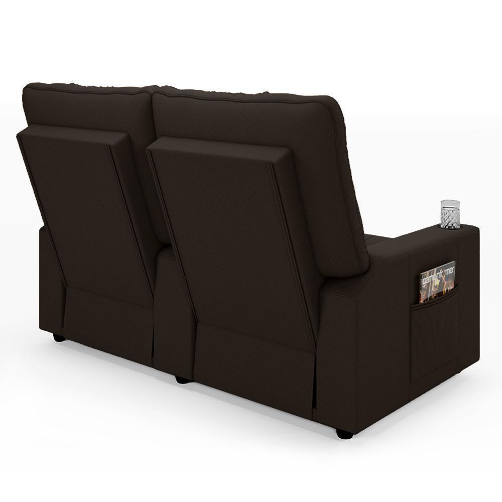 Poltrona Do Papai Reclinável Cinema 2 Lugares Manual Baú Usb Haifa F05 Facto Marrom - Lyam Decor - 5
