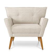 Kit 02 Poltronas Anitta Linho Pés Palito Castanho Cor A27 Areia - 5