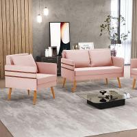 Kit 01 Namoradeira 02 Lugares E 01 Poltrona Rosê Castanho - 8