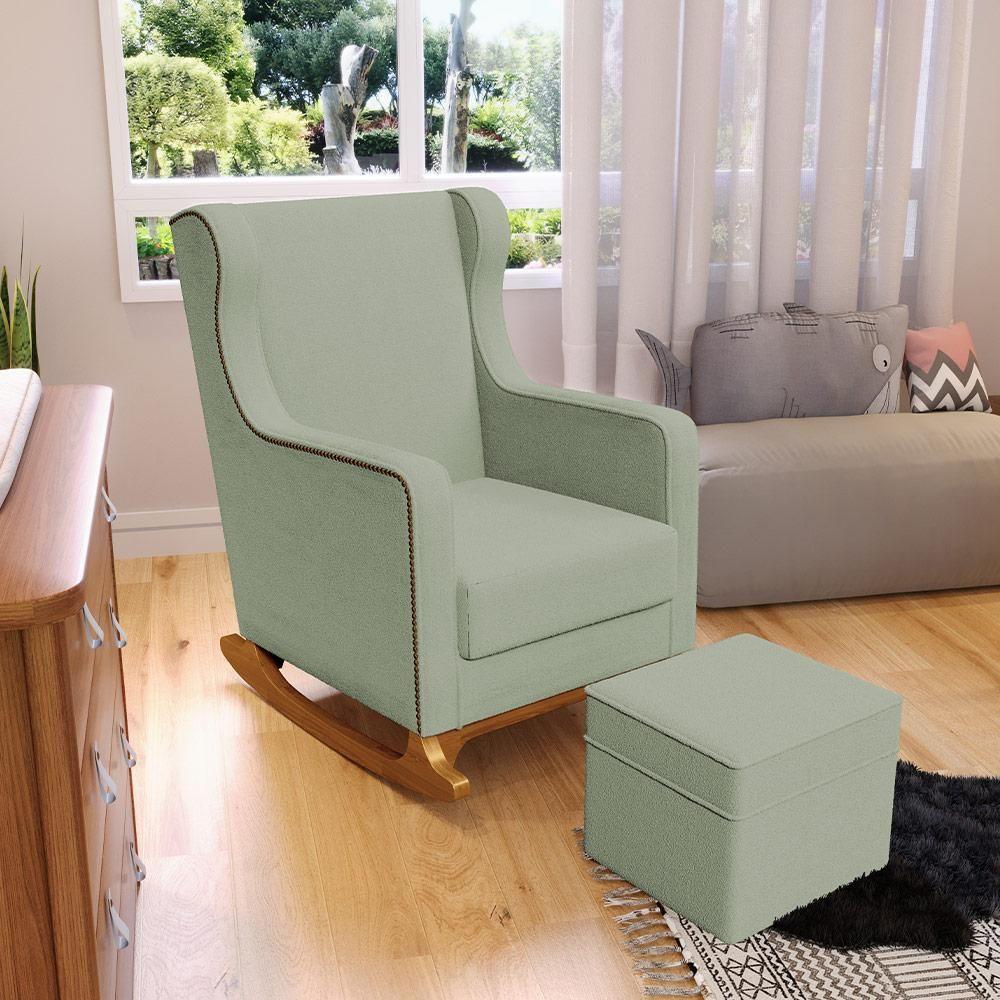 Poltrona De Amamentação Com Balanço Mavie L02 Bouclê Oliva - Lyam Decor - 6