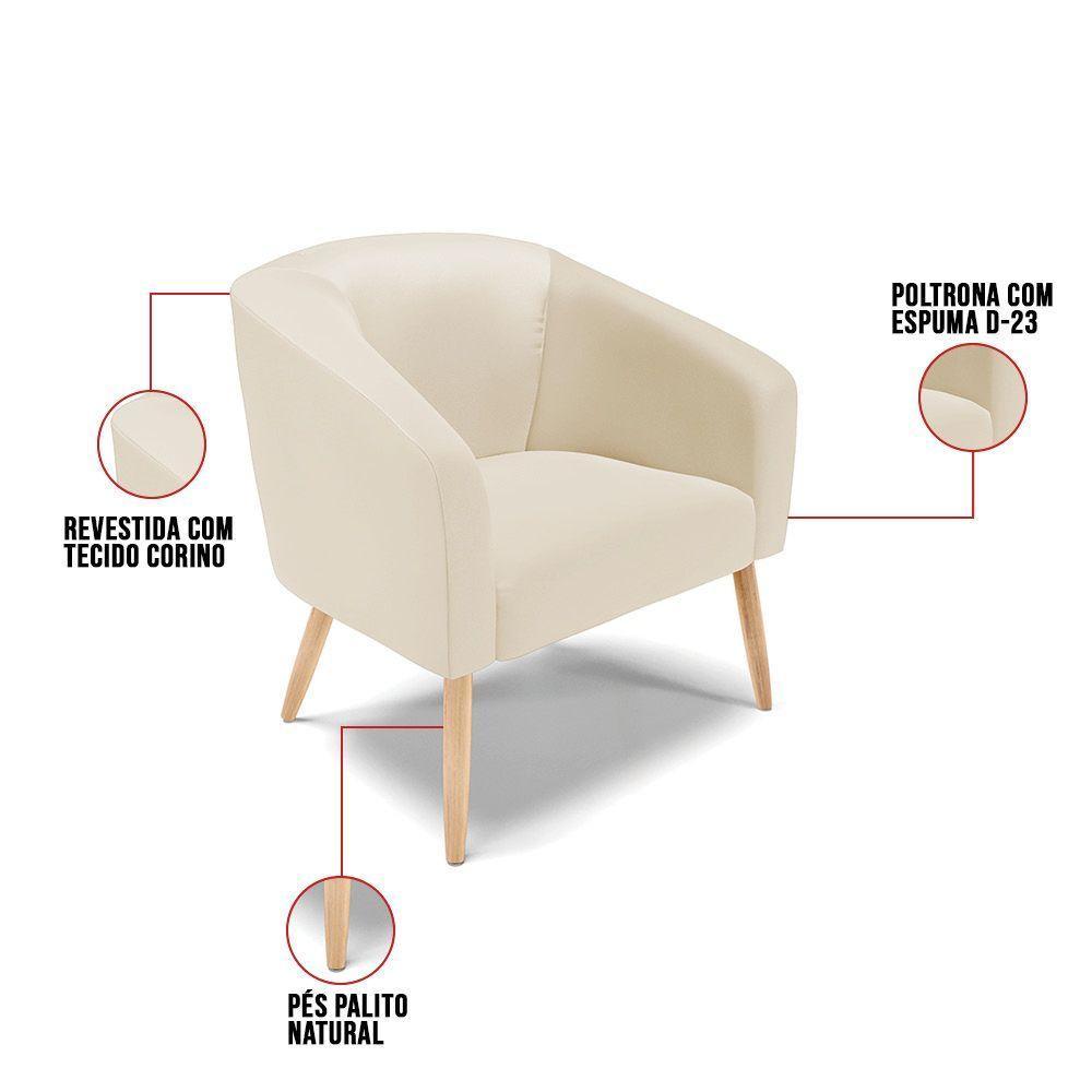 Kit 1 Namoradeira 2 Lugares E 2 Poltronas Bege Pés Palito - 4