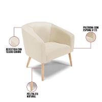 Kit 1 Namoradeira 2 Lugares E 2 Poltronas Bege Pés Palito