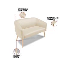 Kit 1 Namoradeira 2 Lugares E 2 Poltronas Bege Pés Palito - 5