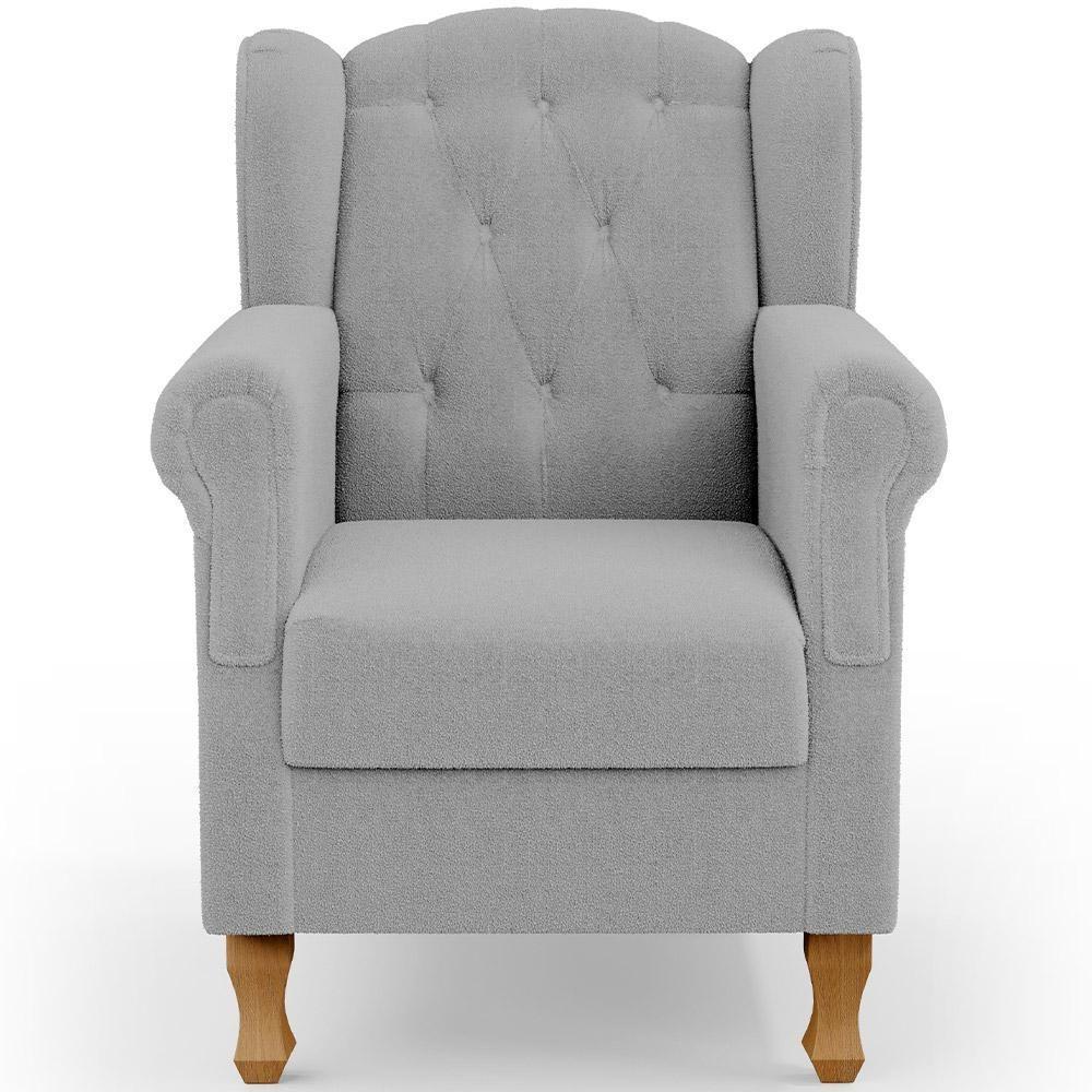 Poltrona De Amamentação Yara P02 Com Puff Paris Luis Xv L02 Bouclê Cinza - Lyam Decor - 3