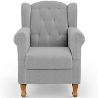 Poltrona De Amamentação Yara P02 Com Puff Paris Luis Xv L02 Bouclê Cinza - Lyam Decor - 3