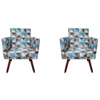 Kit 2 Poltronas Nina Sala De Estar Triangulo Azul - 1