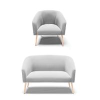 Kit 01 Namoradeira 02Lug E 01 Poltrona Stella Natural Cinza - 1