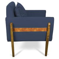 Kit 02 Poltronas Lana Suede Base De Madeira Azul Marinho - 6