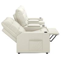 Poltrona Do Papai Reclinável Cinema 3 Lugares Manual Baú Usb Haifa F05 Veludo Bege - Lyam Decor - 2
