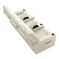 Poltrona Do Papai Reclinável Cinema 3 Lugares Manual Baú Usb Haifa F05 Veludo Bege - Lyam Decor