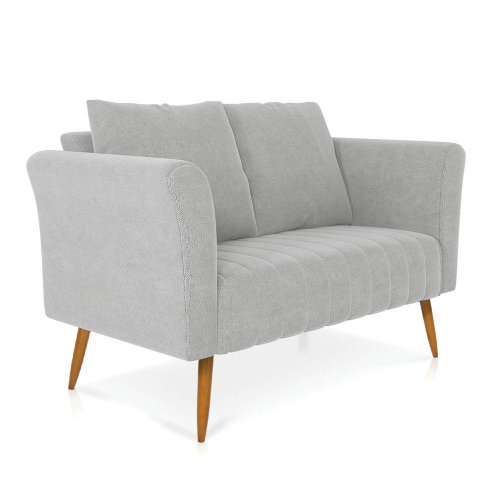 Kit 01 Namoradeira 02 Lugares E 02 Poltronas Marilia Linho Pés Palito Castanho - D'rossi Cor A05 Cinza Claro - 6