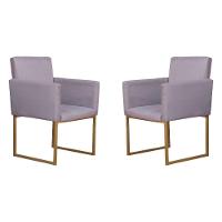 Conjunto 02 Poltronas Para Recepção E Sala Klara Suede Cinza - 1