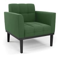 Conjunto 2 Poltronas E 1 Namoradeira Decorativa Pés Fixo Em Madeira Preto Suede Verde - 3