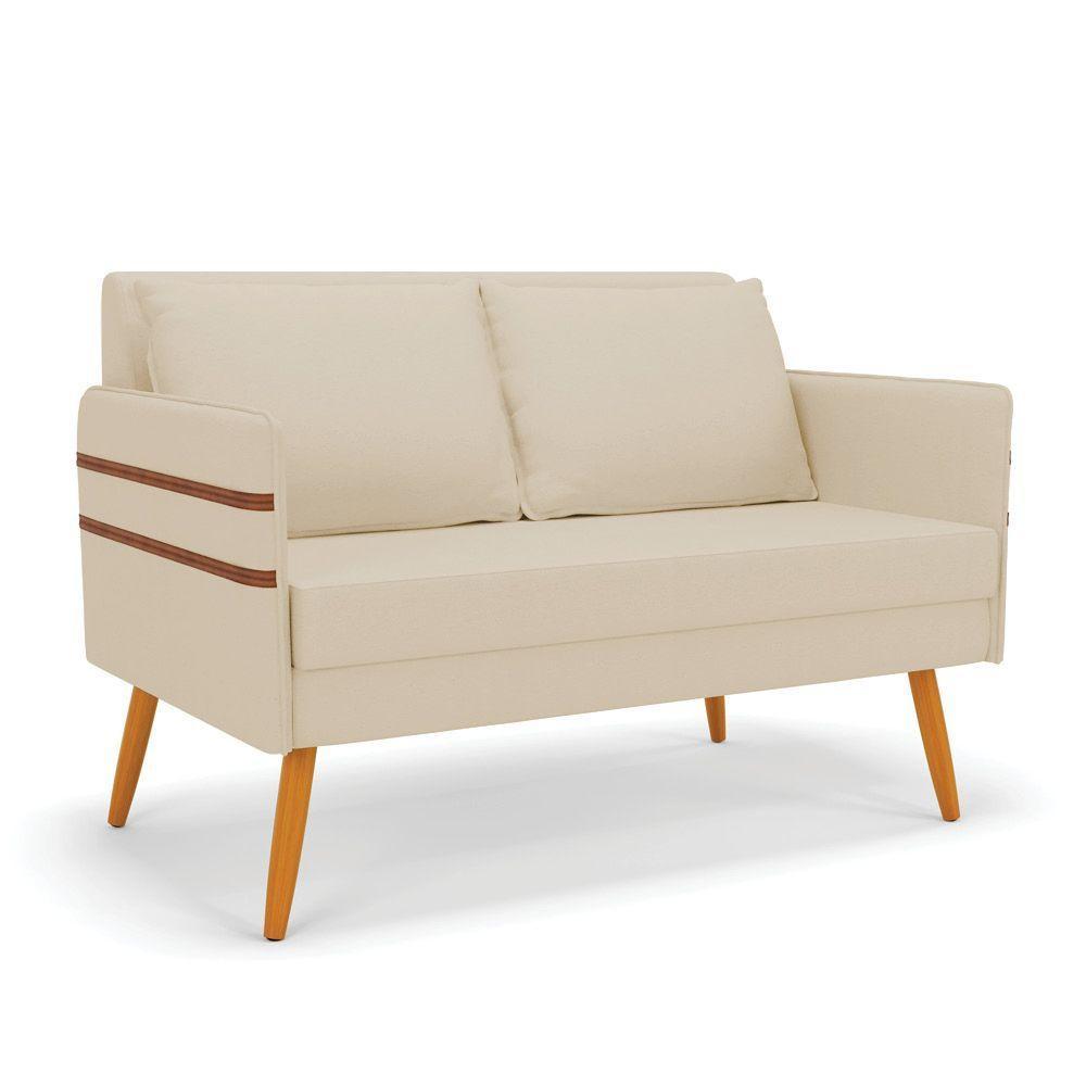 Namoradeira 02 Lugares Mari Linho Castanho A19 Bege - 1