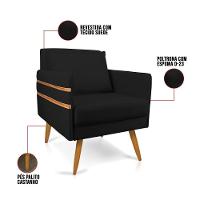 Poltrona Mari Suede Pés Palito Castanho - D'Rossi Preto - 2