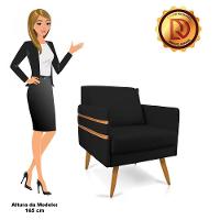 Poltrona Mari Suede Pés Palito Castanho - D'Rossi Preto - 8