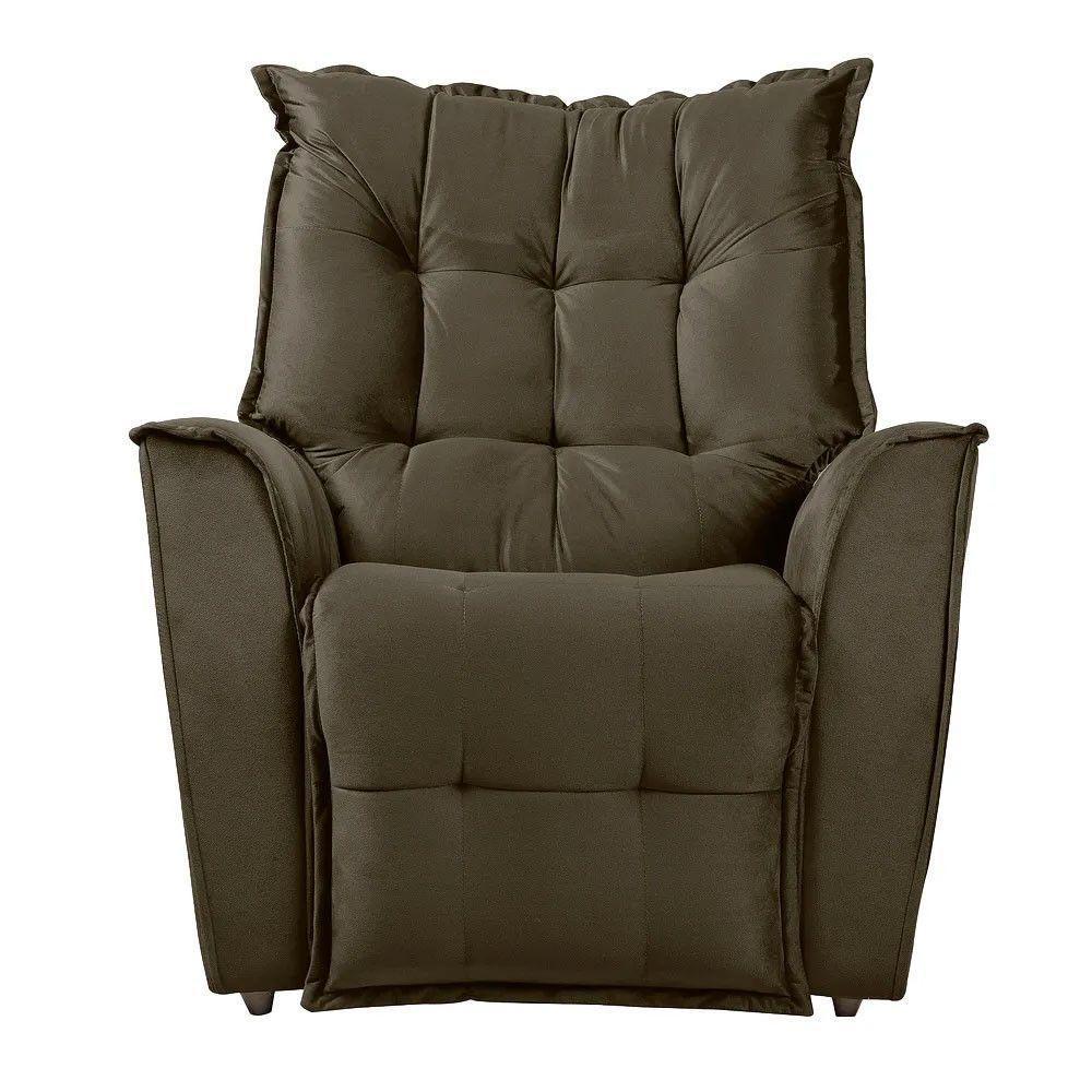 Poltrona Do Papai Reclinável King Veludo Shop Das Cabeceiras Marrom Castor - 1