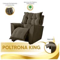Poltrona Do Papai Reclinável King Veludo Shop Das Cabeceiras Marrom Castor - 6