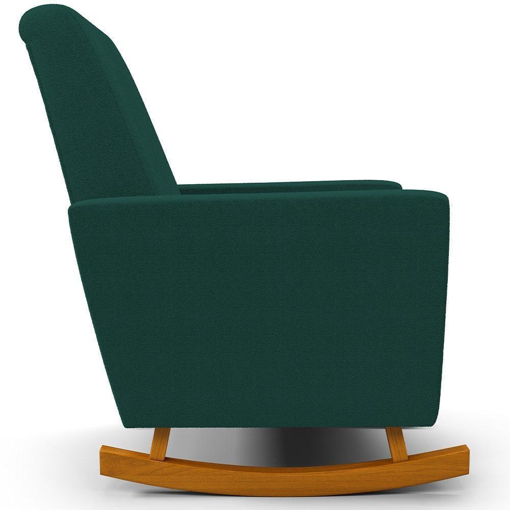 Poltrona De Amamentação Com Balanço E Puff Ravena W01 Bouclê Verde - Lyam Decor - 2
