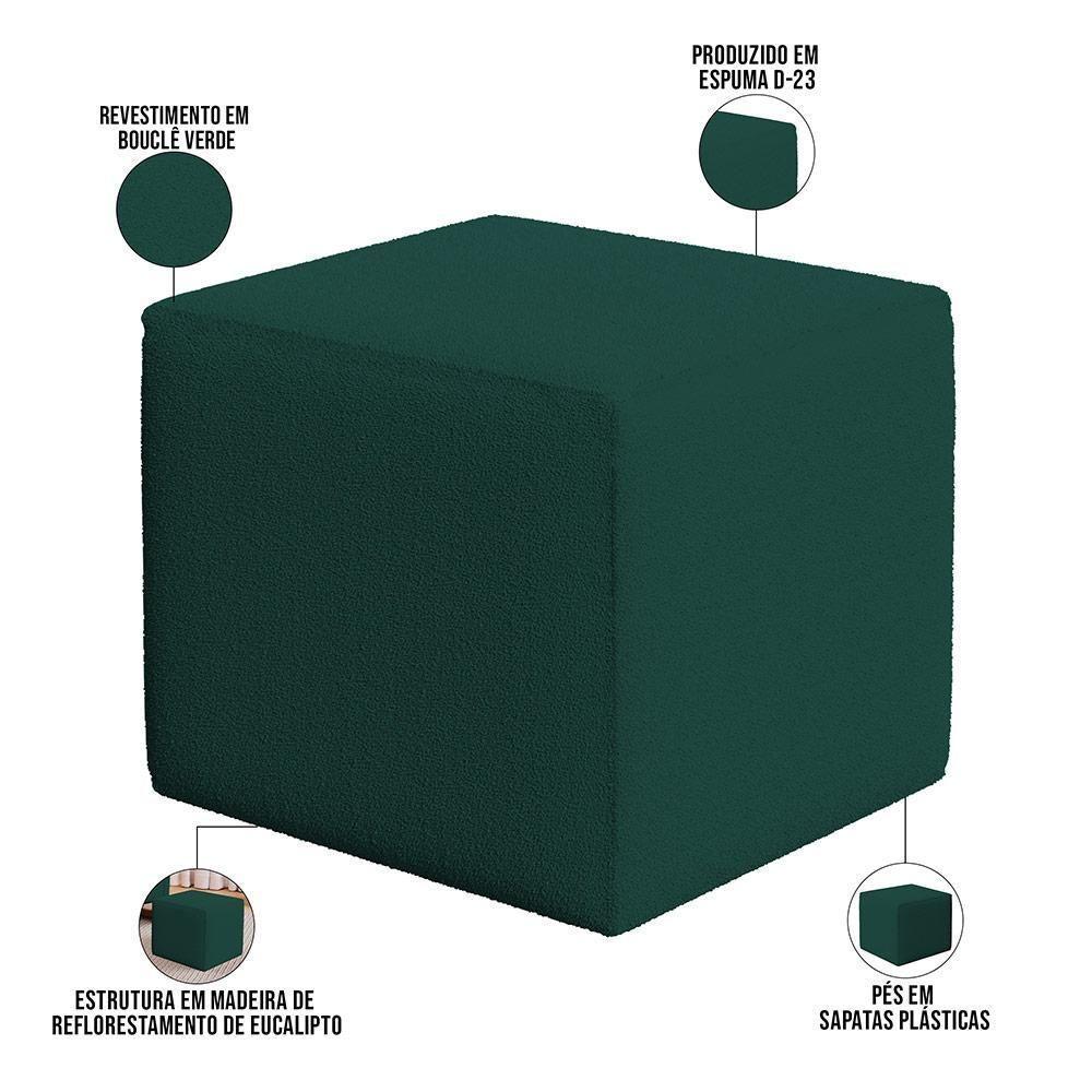 Poltrona De Amamentação Com Balanço E Puff Ravena W01 Bouclê Verde - Lyam Decor - 5