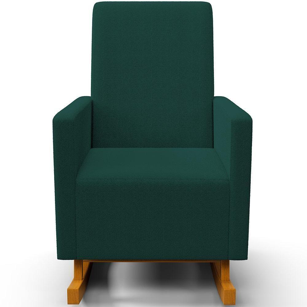 Poltrona De Amamentação Com Balanço E Puff Ravena W01 Bouclê Verde - Lyam Decor - 6