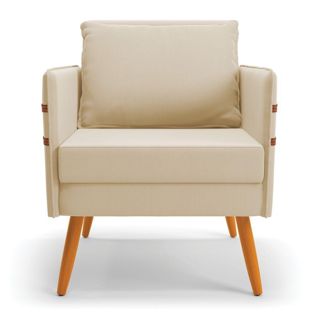 Kit 01 Namoradeira E 02 Poltronas Suede Bege Castanho - 6